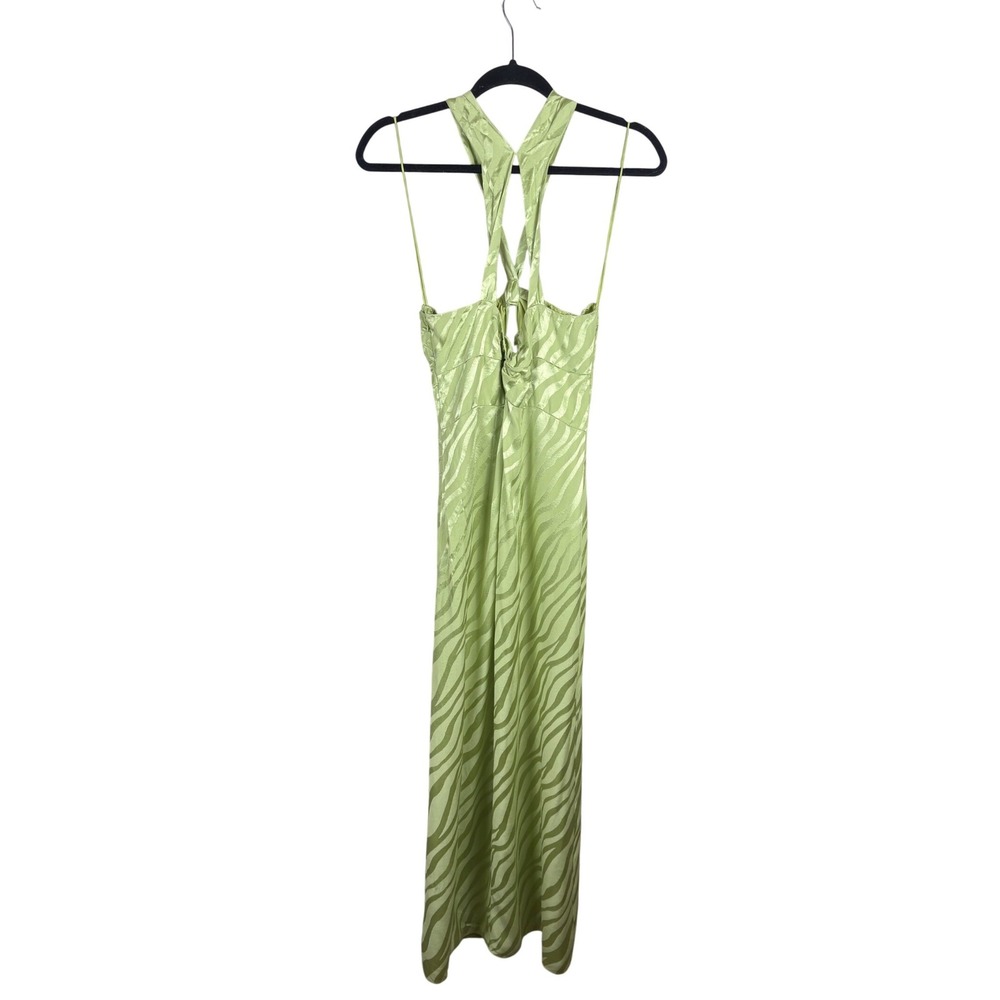 Saylor Connor Sage Green Zebra Jacquard Halter Midi Dress Side Slit Size S - Picture 5 of 6